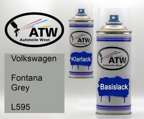 Volkswagen, Fontana Grey, L595: 400ml Sprühdose + 400ml Klarlack - Set, von ATW Autoteile West.